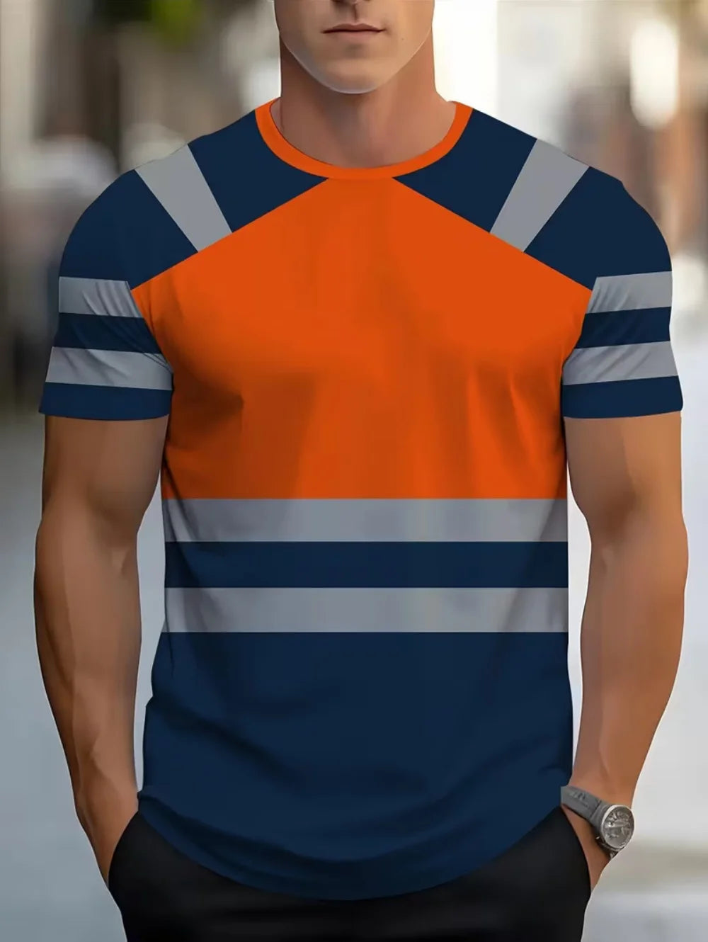 Men's 3D Printed New Secure Logo Color Blocking Design Short-Sleeved T-Shir Fashion Summer Daily Casual Work Wear Men's T-Shirts