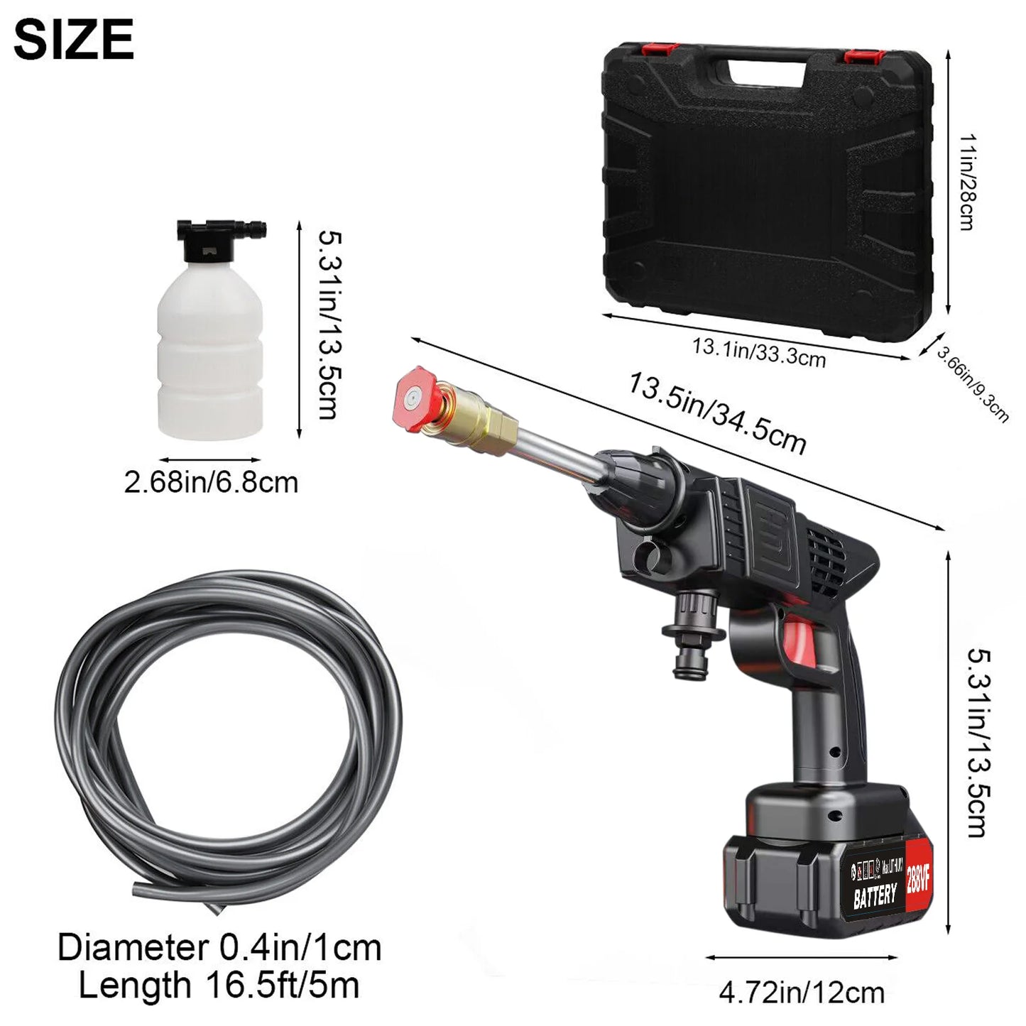 450w Cordless Car Wash Washer Gun Spray Water 26Bar 288VF Portable High Pressure 2x1200mah Battery For Auto Home Garden Cleaning