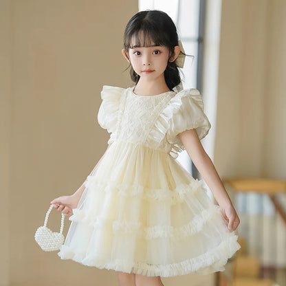 Girls' Princess Dress Summer New Style Little Girl Birthday Dress Dress Fashionable Children's Lolita Dress Short-Sleeved Dress