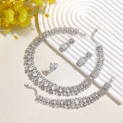 2023 New Fashion 4-Piece Turquoise Dubai Women's Wedding Jewelry Set Nigeria Africa Necklace Earring Set