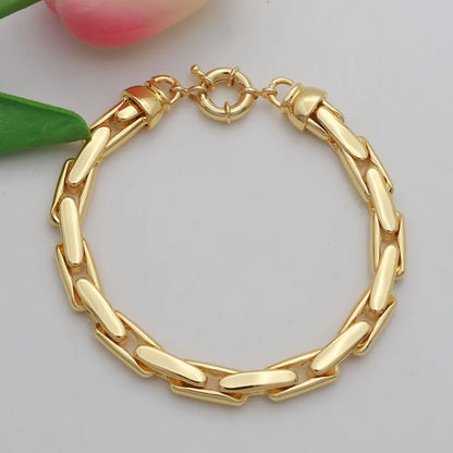 High Grade African Jewelry Women Necklace Bracelet Moderate Size Copper Earring Neck Chain 45CM Hip Hop Wholesale Accessories