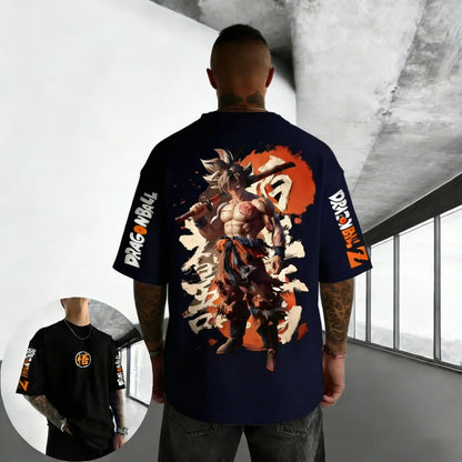 Oversized Cotton T-shirt Summer New Goku Printed Neutral Street Hip Hop Loose Casual Short Sleeve Top