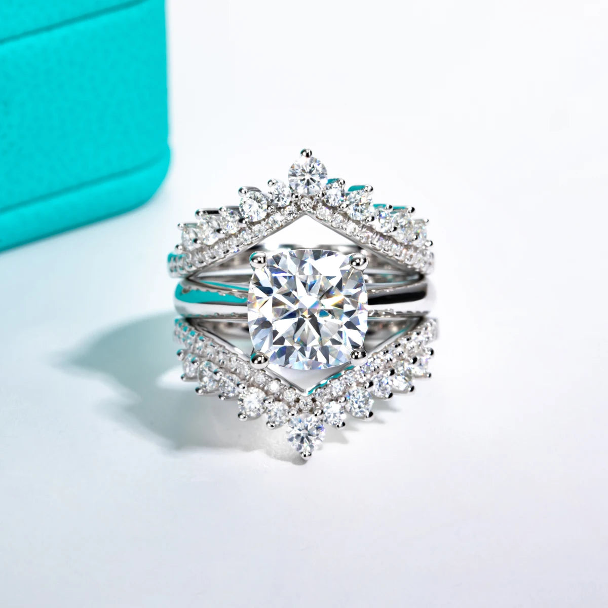 3.5ct D Color Cushion Cut Moissanite Engagement Wedding Ring 925 Sterling Silver Rings For Women Jewelry Wholesale