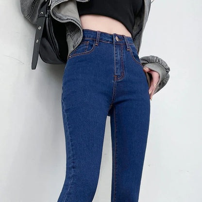 Skinny Jeans for Woman Super Stretch Blue Gray Denim Pants