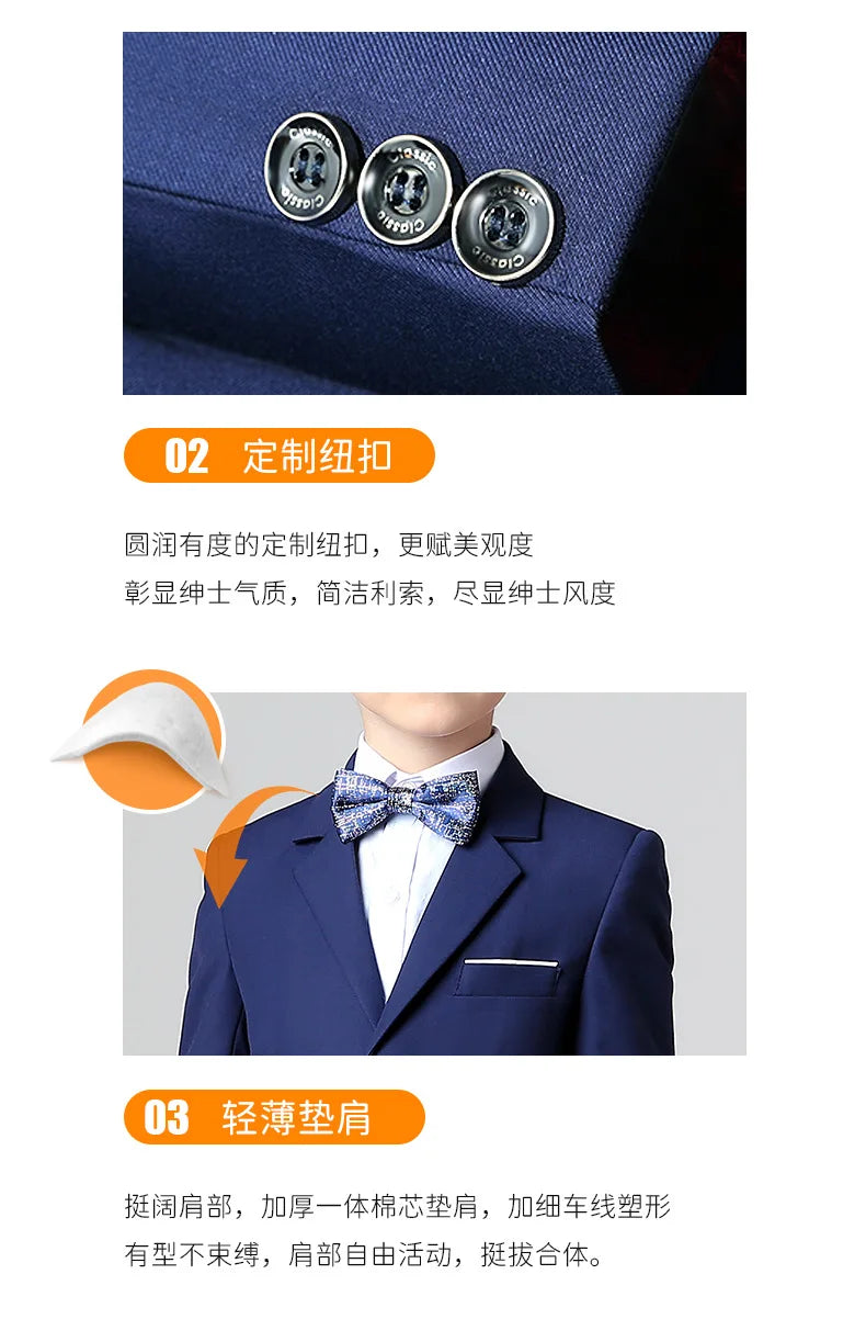 Spring Autumn Children Boy Wedding Suit Teenager Kids Formal Elegant Suits For Boy 1-14 Years Boys Suits Teens Suits Outfit Set
