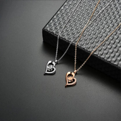 100 Languages I Love You Projection Necklace Couple Personality Love Charm Girl Gift I Love You Necklace Heart Pendant Necklace