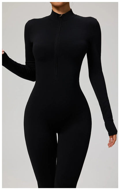 Zipper Jumpsuit Women Quick Dry Clothing Sportswear Woman Gym Yoga Sport Sets Spandex Nylon Workout Sets Women Tracksuit