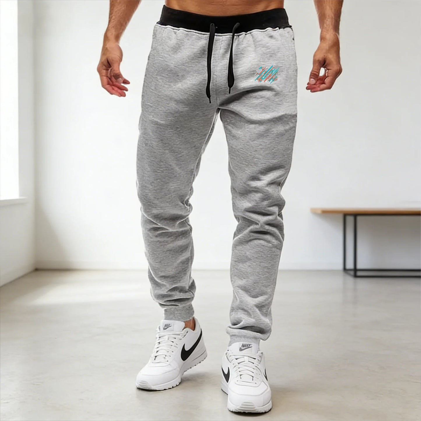 Men's Running pants Blue Mosaic print baggy pants neutral breathable baggy outdoor pants fashion design jogging pants sweatpants