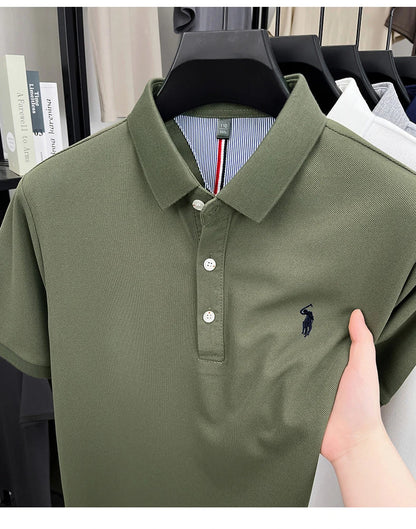 High end designer brand short sleeve polo shirt men's summer breathable trend golf pony embroidery business casual Paul T-shirt