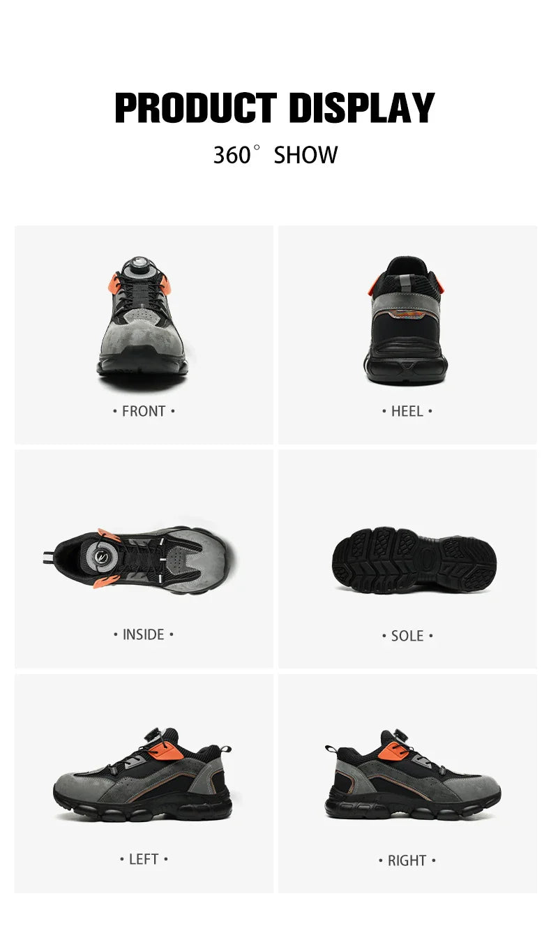 Rotary Buckle New Work Sneakers Lightweight Protective Shoes Safety Industrial Puncture-Proof Anti-smash Men Steel Toe Shoes