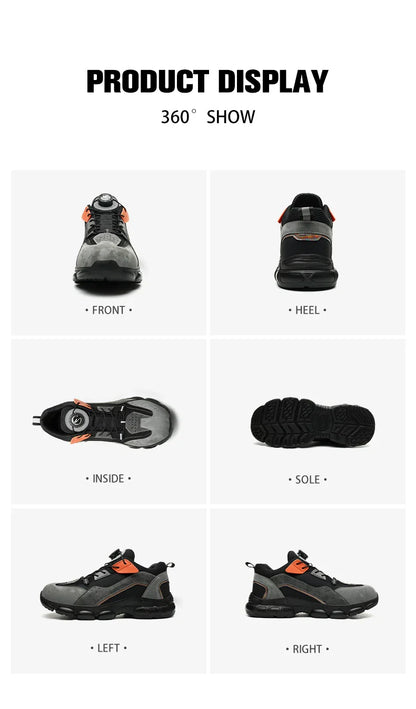 Rotary Buckle New Work Sneakers Lightweight Protective Shoes Safety Industrial Puncture-Proof Anti-smash Men Steel Toe Shoes