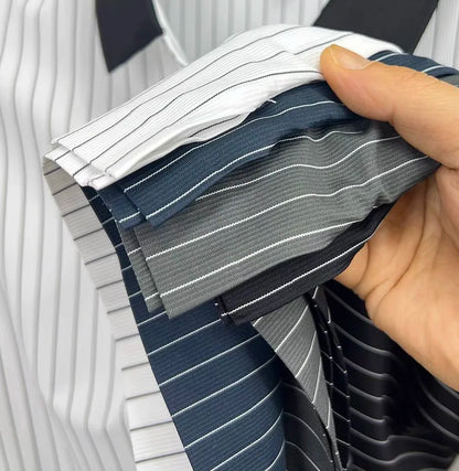 Brand striped design men's short sleeve fashionable polo shirt 2024 summer new cool and breathable casual lapel golf T-shirt