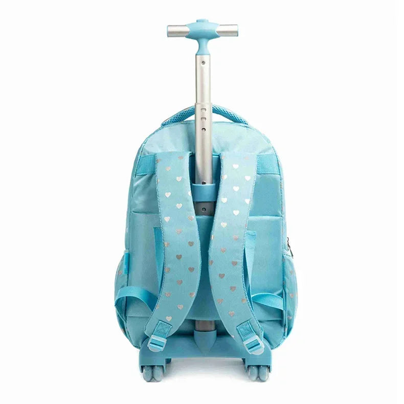 Children's Wheeled Backpack Bag Set with Lunch Box School Rolling Backpack Bag with Wheels School Trolley Backpack Bag for Girls