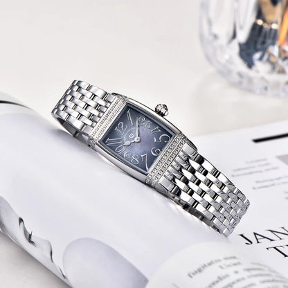New 22mm Square Women's Quartz Watch Stainless Steel Sapphire Glass 50m Waterproof Women's Quartz Watch