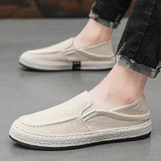 Summer Casual Loafers Men Breathable Slip On Urban Shoes Men Classic Linen Canvas Sneakers Male Light Flats Lazy Shoes Cheap