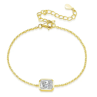 1/2Carat Bezel Set Solitaire Moissanite Diamond Bracelet for Women 925 Silver Marquise/Pear/Oval/Radiant Cut Diamond Hand Chain