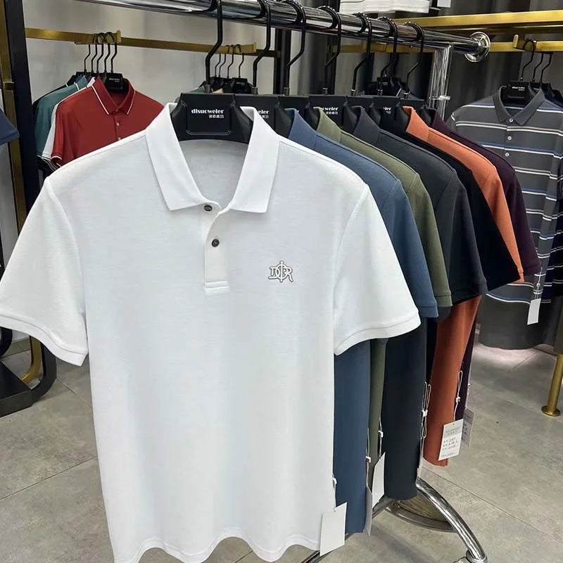 High end 100% cotton short sleeve T-shirt men's lapel top 2024 summer new designer brand embroidery fashion casual polo shirt