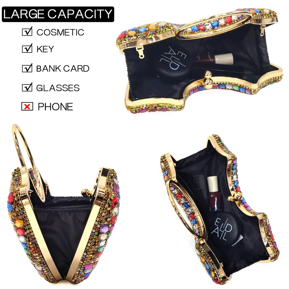 Latest High Heel Gold Color Atmospheric Luxury Pattern With Rhinestones Party Ladies Shoes And Bag Set
