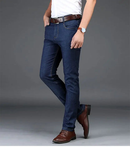 Men's Classic Straight Men's Jeans Fitted Comfortable Elastic Business Casual Denim Pants Korean Fashion  Autumn Casual Trousers