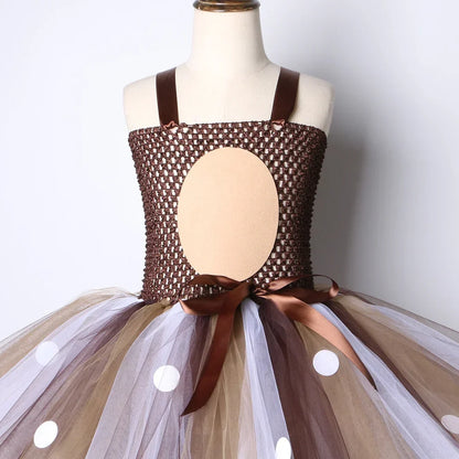 Deer Costume for Girls Christmas Tutu Dress Girls Fancy Elk Reindeer Dress Up Clothes Kids Halloween Birthday Party Costumes