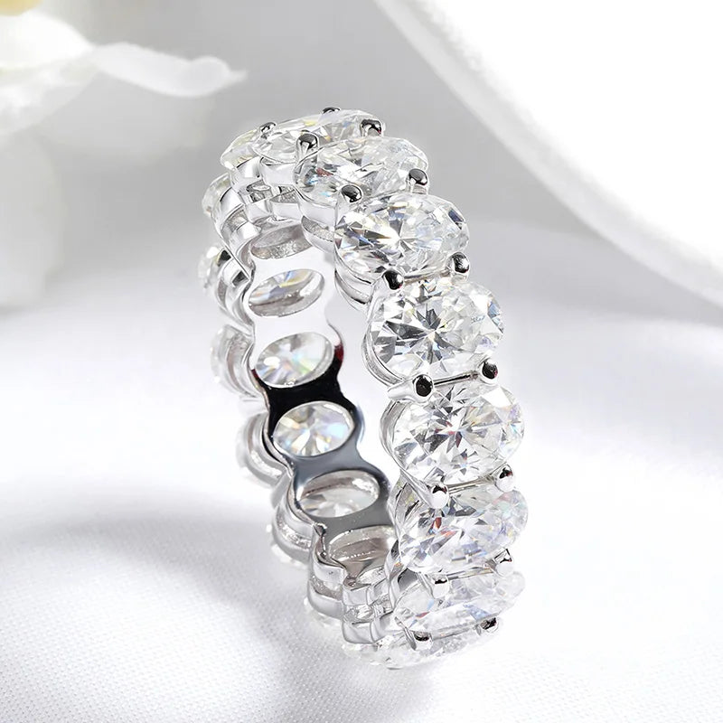 5*7mm Oval Cut Moissanite Ring for Women Full Eternity Bands Lab Diamond Promise Jewelry Pure S925 Silver Female Rings