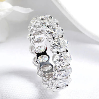5*7mm Oval Cut Moissanite Ring for Women Full Eternity Bands Lab Diamond Promise Jewelry Pure S925 Silver Female Rings