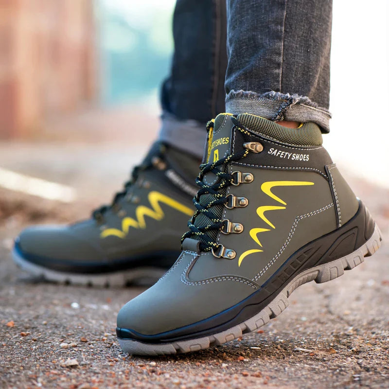 Waterproof  Indestructible Men Safety Shoes Construction Steel Toe Work Boots Non Slip Navy Platform Botas For Men Shoes