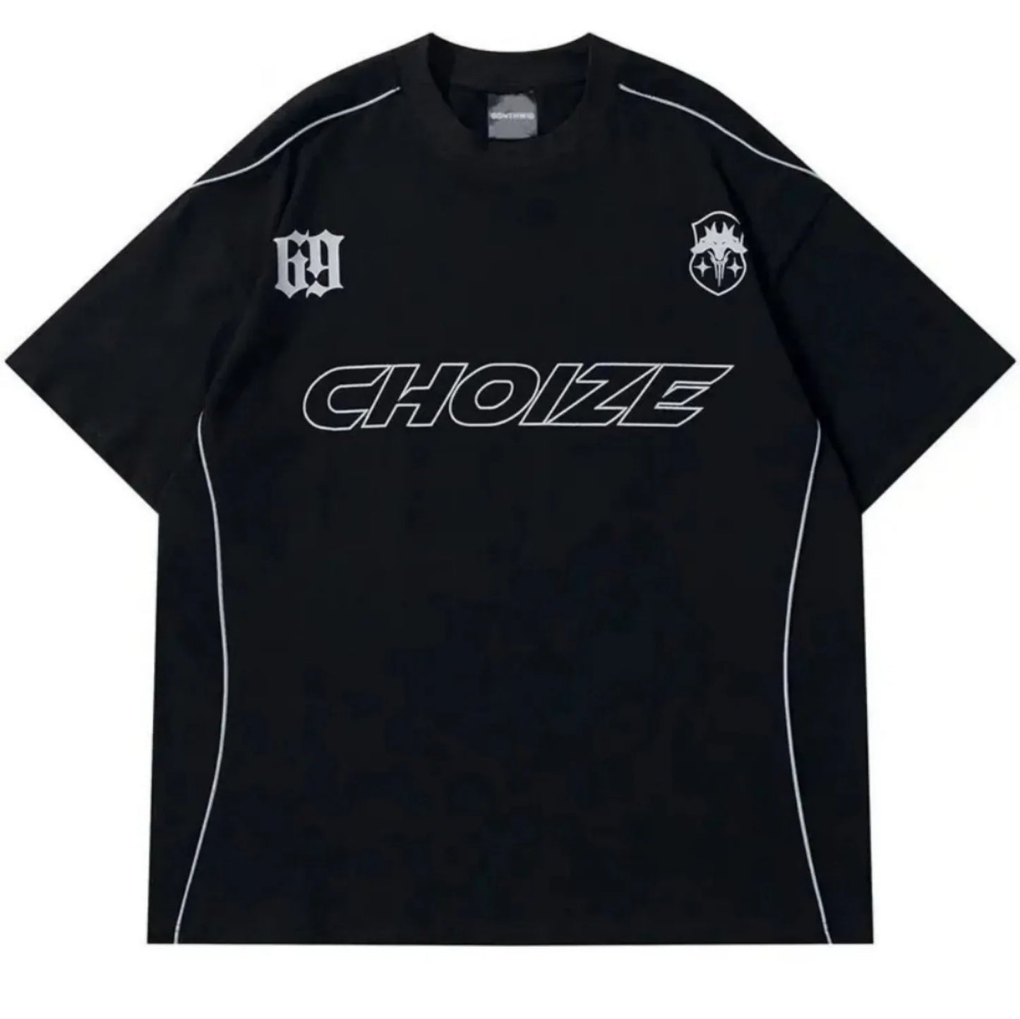 Camiseta masculina de verão moderna com estampa de letras 69, poliéster microelástico, respirável, gola redonda, para atividades ao ar livre e estilo urbano