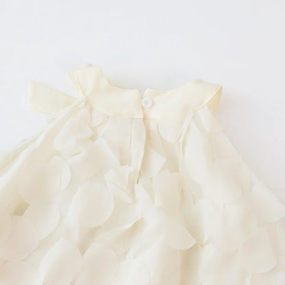 Summer New Pure White Sweet Hanging Neck Bow Petal Princess Dress Girls' Casual Clothes 2-7th Birthday Party Stage Wear