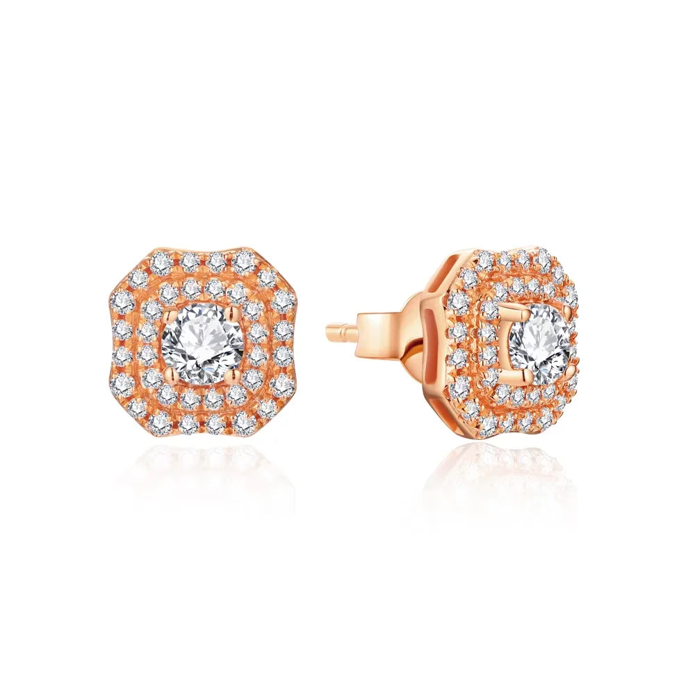 Luxurly D VVS1 Color Moissanite Stud Earrings For Women Top Quality 100% 925 Sterling Silver Sparkling Wedding Jewelry