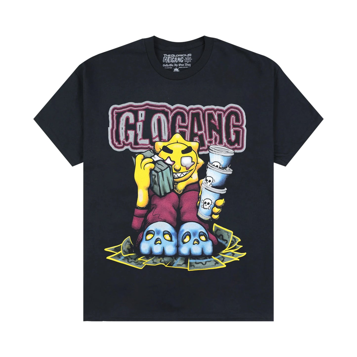 Glogang Men's Trendy Short-Sleeve T-Shirt Fashionable Street Style Harajuku Style Y2K Crew Neck Short-Sleeve Pure Cotton T-Shirt