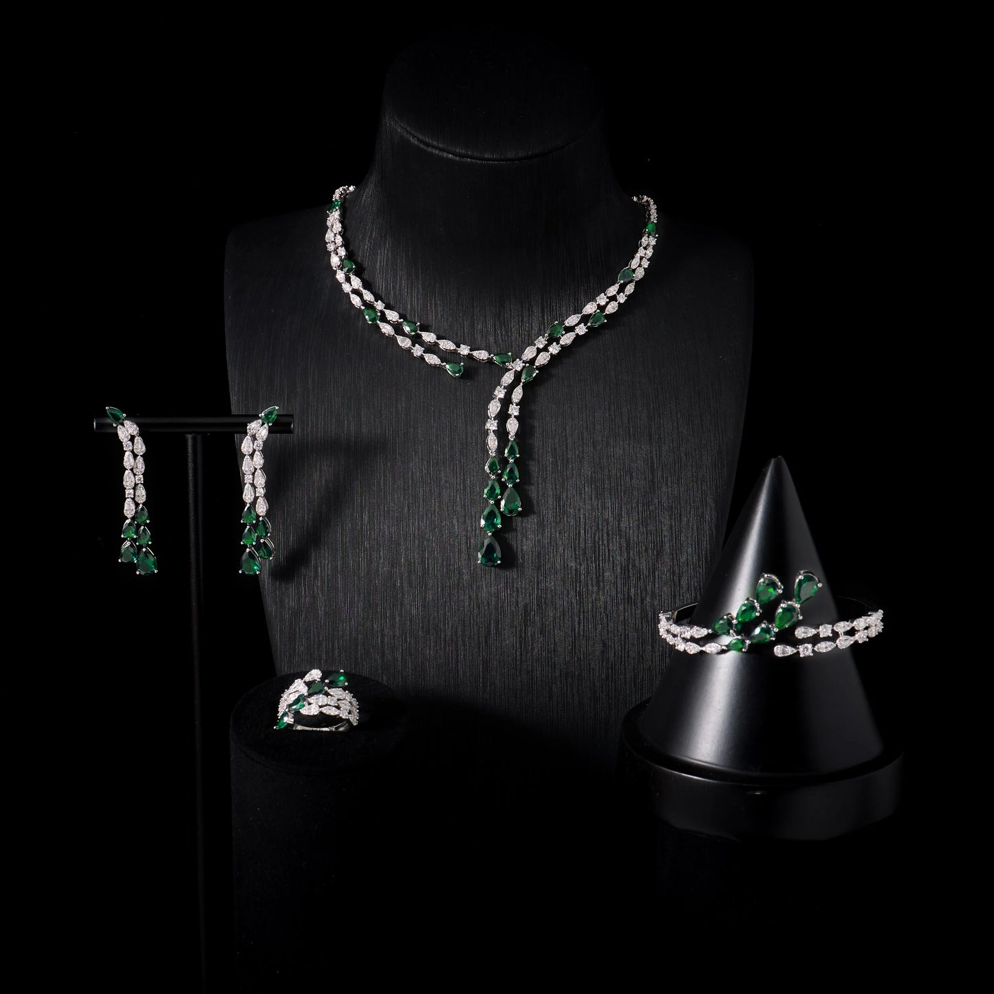 Women's Cubic Zircon Necklace Set Elegant Bridal Wedding Jewelry Accessory 00121