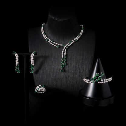 Women's Cubic Zircon Necklace Set Elegant Bridal Wedding Jewelry Accessory 00121