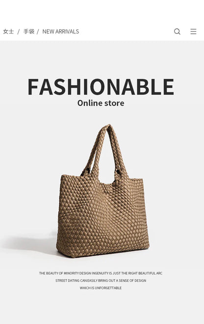 Large size women's tote bag Women's fashion bags 2024 Hot product Neoprene material women's hand-woven bag Large volume Tote bag