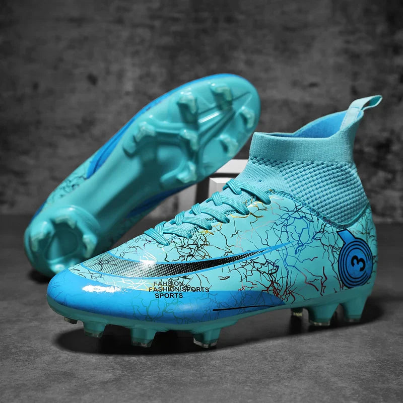 Fashion Men Professional Soccer Shoes Outdoor Cleats Unisex Ultralight Long Spikes Futsal Training Shoes Red Football Boots Men