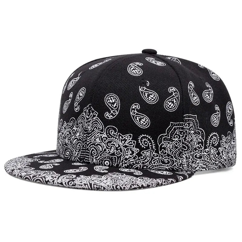 2024 New Fashion West Coast Cashew Flower Printing Snapback Cap Outdoor Sun Men Woman Baseball Hat Adjustable