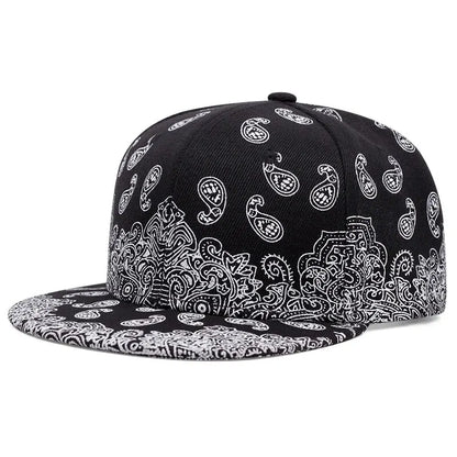 2024 New Fashion West Coast Cashew Flower Printing Snapback Cap Outdoor Sun Men Woman Baseball Hat Adjustable