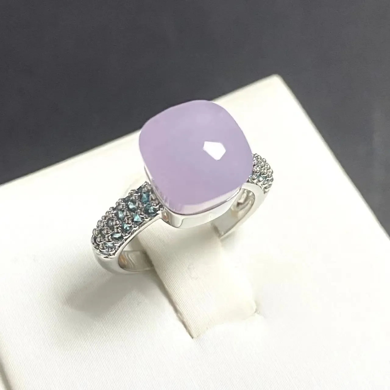 10.6mm Classic Ring for Women Light Blue Zircon Blue Topaz Candy Water Drop Crystal Ring Platinum Plated Jewelry Gift