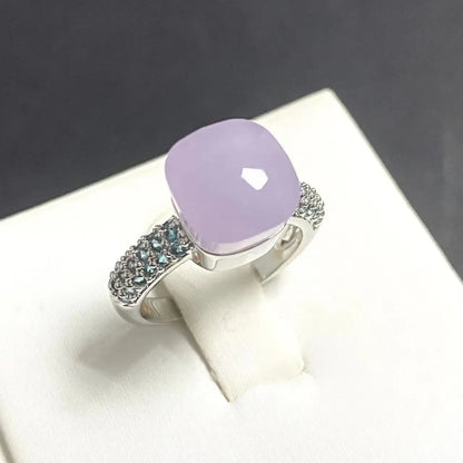 10.6mm Classic Ring for Women Light Blue Zircon Blue Topaz Candy Water Drop Crystal Ring Platinum Plated Jewelry Gift
