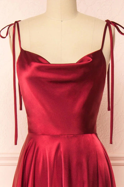 Elegant Bridesmaid Dress Cowl Neck Adjusted Spaghetti Silky-satin Fabric A-line Silhouette Wedding Women Long Gown