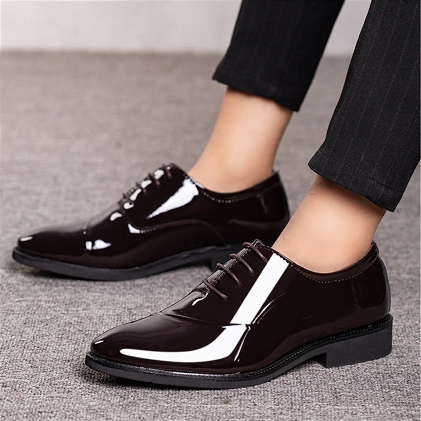Men's Dress Shoes Classic Modern Formal Business Oxford Shoe X Stripe Comfortable Tuxedo Casual Lace-up Formal Shoes