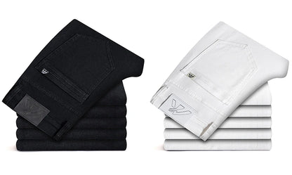 2026 Men White Jeans Fashion Casual Classic Style Slim Fit Soft Trousers Male Brand Advanced Stretch Pants