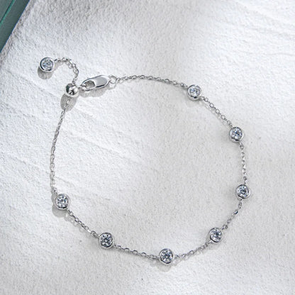 Full 0.1CT 3mm D Color Moissanite Diamond Link Bracelet for Woman 925 Silver Plated 18k Adjustable 15-20cm Chain Bracelets