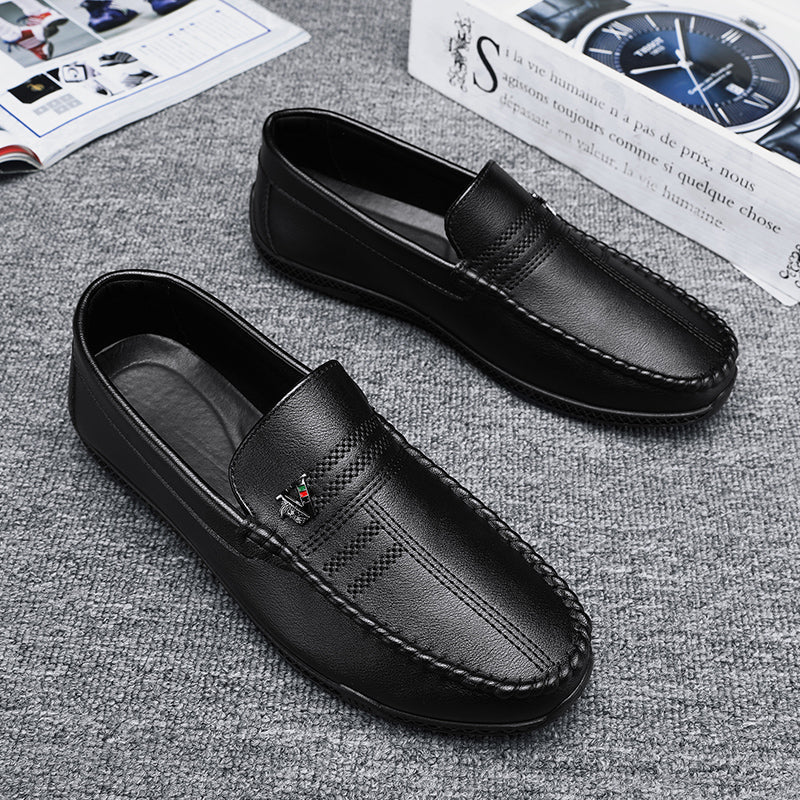 New White Black Leather Men Casual Shoes Luxury Brand Formal Dress Shoes Designer Men Loafers Breathable Slip on Driving Shoes
