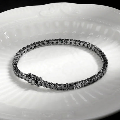 3mm 0.1CT Gradient Color Black Grey White Moissanite Diamond Tennis Bracelet for Men Women Unisex 925 Silver Link Bracelets