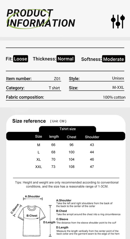 California Letter Printed Summer Men's Cotton Short Sleeve Casual Sports Tops Loose Large Comfortable Round Neck T-shirt