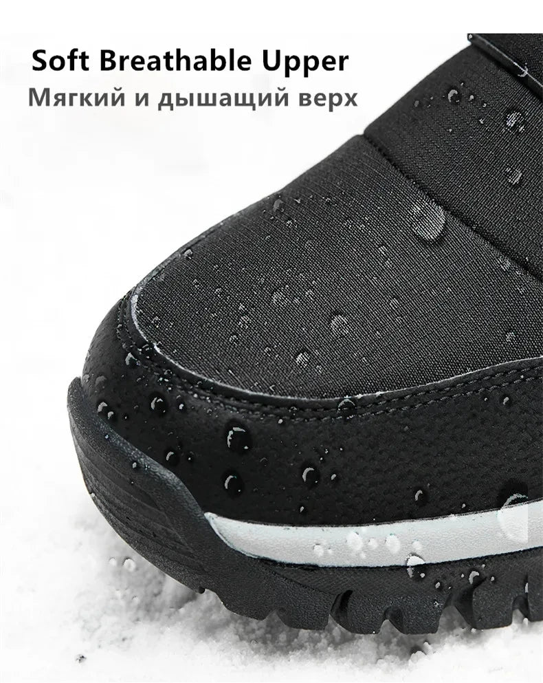 New Warm Men Plush Snow Boots High Top Winter Men's Boots Waterproof Winter Motorcycle Boots Outdoor Anti-Slip Men Hiking Boots