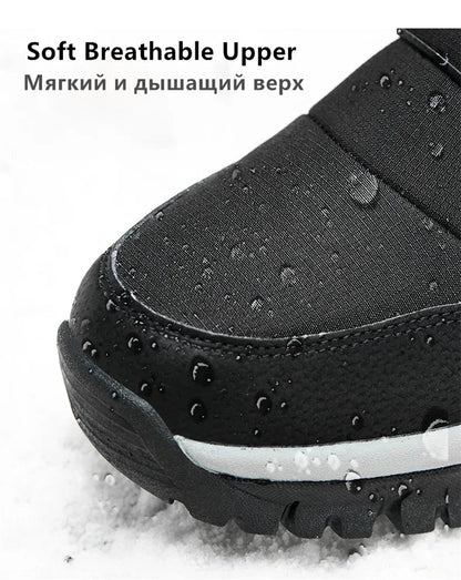 New Warm Men Plush Snow Boots High Top Winter Men's Boots Waterproof Winter Motorcycle Boots Outdoor Anti-Slip Men Hiking Boots