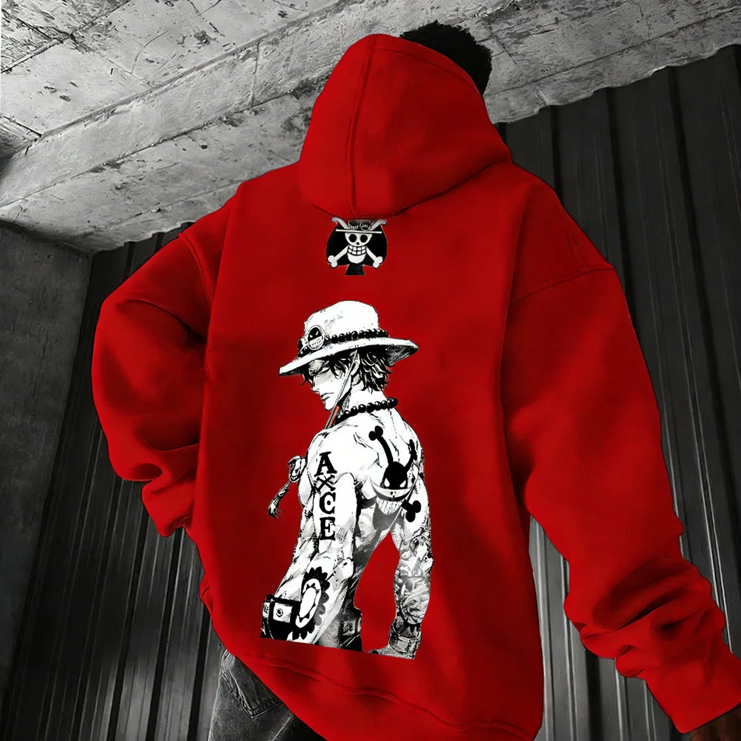 Anime Ace Hand Drawn Printed Hoodie Spring/Autumn New Harajuku Men's and Women's Loose Casual Parent Child Sweater Top