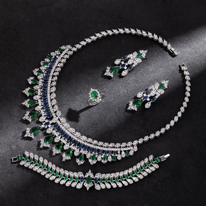 Women's necklace set cubic zirconia bridal jewelry Dubai wedding engagement party holiday jewelry accessories